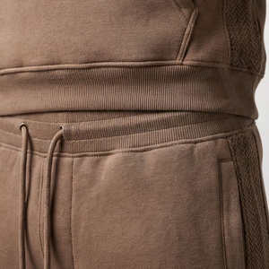 Ensemble de survêtement marron à capuche pour homme – Sweat-shirt et pantalon de jogging en coton uni à manches longues avec cordon de serrage - Product Image 5