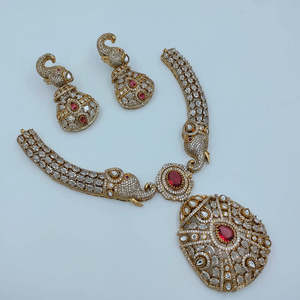 JeweleMarket 10575683BLU Conjunto de Collar con Diseño de Elefante y Diamantes Americanos de Estilo Real, Joyería Fina para Novia con Perla como Piedra Principal - Product Image 1
