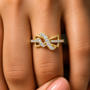 Bague de mariage en or massif 14K 18K avec diamant de laboratoire DEF VVS taille brillant rond, motif feuille torsadée et accents ronds, vente en gros OEM - Product Image 2