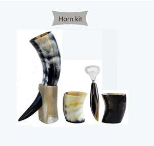 Tasse en corne naturelle de qualité supérieure, faite à la main, prix attractif, gravée loup et viking, en céramique, idéale pour les cadeaux d'affaires - Product Image 2