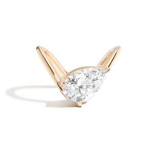 Zaha Curve 14K Solid Gold Diamond Engagement <b>Ring</b> with Pear Design for <b>Wedding</b> & Anniversary - Product Image 2
