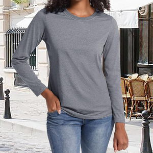 Camiseta de Punto de Manga Corta con Cuello Redondo para Mujer, de Alta Calidad, Color Sólido, Transpirable, Corte Regular, 100% Algodón, Deportiva y Ecológica - Product Image 2
