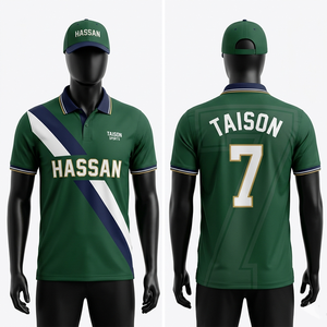 Polo deportivo premium de poliéster transpirable de 180 GSM para hombre, azul y verde, con diseño de paneles diagonales, estampado por sublimación, logotipo personalizado. - Product Image 2