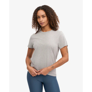 Camiseta de Manga Corta con Cuello Redondo para Mujer, Color Gris, 100% Algodón, Corte Holgado, Informal, Transpirable, Primavera/Verano - Product Image 3