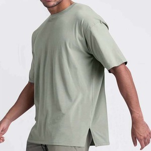 Camiseta de algodón de color liso, informal, de manga corta y cuello redondo para hombre, de corte regular. - Product Image 2