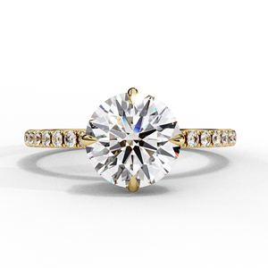 Anillo de Compromiso de Oro Blanco con Moissanita, Corte Redondo, Engaste Pavé, Anillo de Boda para Mujer, Joyería para Regalo o Fiesta - Product Image 4