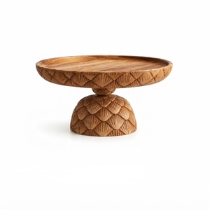 Indian Handmade <b>Wooden</b> Cake Stand Round Dessert Display Pedestal Natural Finish for Wedding Party Baking - Product Image 1