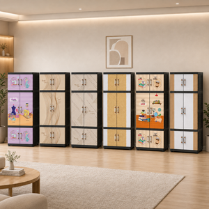 Naiba Fit Pro Plastic Cabinet/<b>Wardrobe</b> with Brown Flat Panel Hinged Doors with Mirror for Clothing and Bedroom Storage - Product Image 4