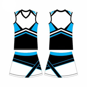 Conjunto de Uniformes de Porristas Rojo, Azul y Blanco, Top de Manga Larga, Falda con Logotipo Estampado en la Parte Delantera, Talla Adulto - Product Image 1