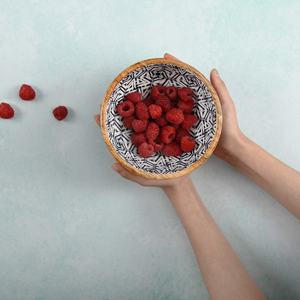 <b>Set</b> of 2 Enamel Printed Mango <b>Wood</b> Serving Bowl for Dining Tables and Kitchen Ware Snacks and <b>Food</b> Serving Bowls - Product Image 3