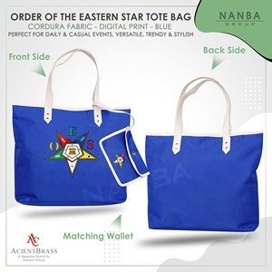 Sac fourre-tout imperméable Eastern Star Lodge Codura & Poly-Vinyl avec fermeture éclair et broderie, couleur bleue - Product Image 2