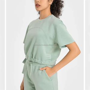 T-shirt uni pour femmes top ventes pas cher T-shirts décontractés pour femmes Chemise et short à col ras du cou à bas prix Robe nouveau design - Product Image 5