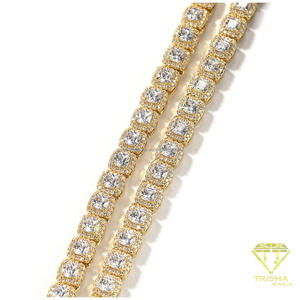 Cadena de tenis de lujo con diamantes VVS cultivados en laboratorio en plata de ley 925 con eslabones de piedra cuadrada para distribuidores de joyería - Product Image 1