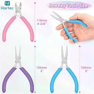 3 Pcs Precision Jewelry Making <b>Pliers</b> <b>Set</b> Side Cutter Round Nose Chain Nose Craft Tools with Pastel Ergonomic Handles - Product Image 2