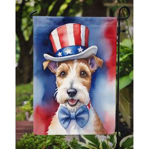 Bandera de jardín americano patriótico Multicolor para fanáticos de Fox Terrier buzón decorativo Banner de patio para ilustraciones de Patio para camas de flores - Product Image 3
