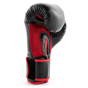 <b>Black</b> Red PU Leather Boxing Gloves <b>Velcro</b> Wrist Length Durable Training Sparring Punching Bag Gloves Martial Arts Gloves - Product Image 4