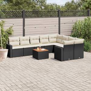 Conjunto de Sofás Modulares Grandes de Ratán PE Negro para Jardín, Muebles Modulares Elegantes para Exteriores - Product Image 1
