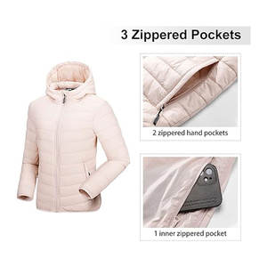 Chaqueta Acolchada Ligera y Plegable para Mujer, con Capucha, Chaqueta de Invierno Acolchada, Informal, Cómoda, Cálida, Acogedora, para Uso Diario, Suave - Product Image 3