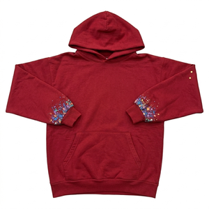 Sweat-shirt à capuche unisexe surdimensionné en coton épais de haute qualité, vêtements de sport, impression de logo en relief, strass - Product Image 5