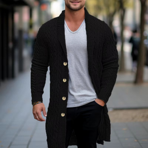Pull en laine tricoté épais pour homme avec motif rayé et décoration en dentelle, anti-rétrécissement et respirant - Product Image 5