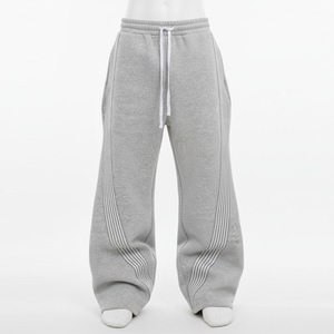 Men's Gray Sweatpants With <b>White</b> Side Stripe Elastic Waist Drawstring Casual <b>Jogger</b> Pants Autumn Wear - Product Image 4