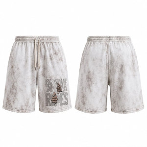 Shorts en coton tie-dye pour homme avec imprimé Break Rules, taille à cordon de serrage, décontractés, respirants, pour l'été - Product Image 1