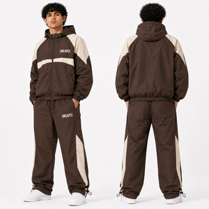 Men's Dark Green Hooded Windbreaker Tracksuit Set Lightweight <b>Nylon</b> Sports Jacket <b>Jogger</b> Pants Custom Streetwear - Product Image 2