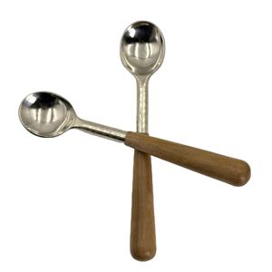 Juego de Cucharas para Helado Reutilizables con Mango de Madera, Juego de Cucharas de Acero Inoxidable para Restaurantes, Bodas y Fiestas - Product Image 4