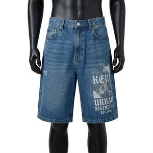 Pantalones Cortos Anchos de Mezclilla para Hombre, Estilo Urbano, Lavado Vintage, Verano, Estilo Americano, OEM ODM - Product Image 2