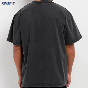 Vintage <b>Washed</b> Heavy Cotton Men's T-Shirt Oversized Short Sleeves Silk <b>Screen</b> Printed Knitted Fabric Casual Style Pattern Blank - Product Image 2