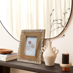 Handmade Wooden Rectangular Photo <b>Frame</b> Ornate Carved Tabletop Decorative <b>Picture</b> <b>Frame</b> Horizontal - Product Image 1