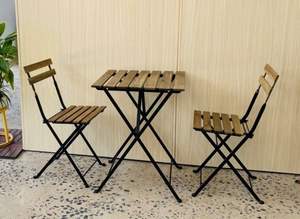 Kanhome Ensemble de bistrot de jardin pliant en bois massif d'acacia, table pliable pour l'extérieur avec chaises confortables - Product Image 5