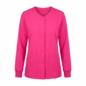 Veste de travail pour hygiéniste dentaire à manches longues, col rond, fermeture à boutons, uniforme médical pour femmes, prix de gros - Product Image 2