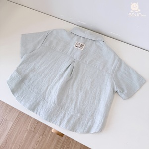 ซันคิดส์เสื้อเชิ้ตแขนสั้นสำหรับเด็ก เสื้อเชิ้ตลำลองผ้าฝ้ายป๊อปลินสีทึบสำหรับเด็กชายและเด็กหญิง - Product Image 4