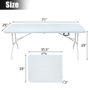 Portable <b>6ft</b> White <b>Folding</b> <b>Table</b> High Load Bearing Portable Plastic <b>Table</b> for Camping Picnics Parties - Product Image 3