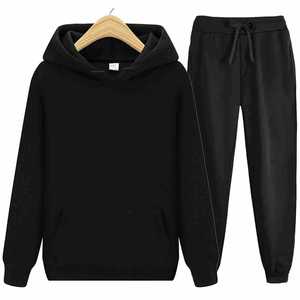 High Quality Custom logo Printing Cotton Polyester Jogging Men Sweatsuit Tracksuit Loose Fit Autumn Winter Unisex Hoodie <b>Set</b> - Product Image 1