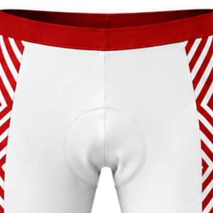 Ensemble de maillot et short de cyclisme rouge et blanc, écologique, 100% polyester, manches courtes, fermeture éclair intégrale, séchage rapide, rembourré, uniforme de course à vélo - Product Image 5