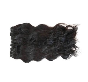 Extensions de cheveux humains naturels noirs ondulés, 4 pièces, à clipser, ensemble complet pour la tête - Product Image 1
