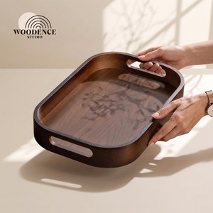 ถาดเสิร์ฟไม้หรูหราจาก Woodence Studio ดีไซน์รูปวงรีแบบมินิมอล ผลิตด้วยมือ ขัดเงาอย่างดี ทำจากไม้เนื้อแข็ง เหมาะสำหรับงานเลี้ยง - Product Image 1