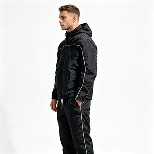 Wholesale Winter Sporty Oversized Streetwear Printed Hooded Solid 2 Piece <b>Waffle</b> Waterproof Reversible Windbreaker Breathable - Product Image 4