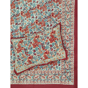 Sábana Plana de Algodón con Estampado Geométrico a Mano, 200 Hilos, Blanca y Roja, para Cama Doble, Transpirable, para Uso Doméstico, Hotelero y de Lujo - Product Image 1