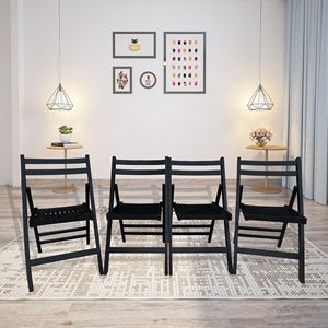 Set di 4 Sedie Pieghevoli in Legno Nero con Doghe, Arredamento Elegante e Pieghevole per Occasioni Speciali - Product Image 1