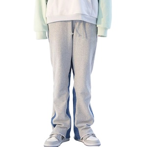 Buy top quality Custom logo Casual Men Flared Jogger Track Pants Patchwork Elastic Waistband Mens Stacked Sweatpants 2025 - Product Image 2