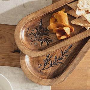 Premium Mango Wood Serving <b>Tray</b> Handmade Natural Wooden Serving Plate Kitchen Food <b>Tray</b> <b>Breakfast</b> <b>Tray</b> For Dining Table Decor - Product Image 1