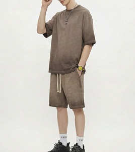 New Top Quality Solid Color Washed Cotton Bermuda <b>Shorts</b> With Drawstring Elastic Waist Casual Style for Men - Product Image 2