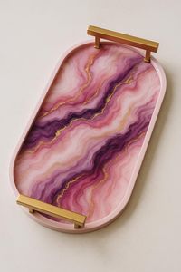 Modern Minimalist Resin Tray Gold Foil Design Premium Abstract Art Coffee Serving Tray 4-Piece Rectangle Set for <b>Home</b> Hotel Use - Product Image 2