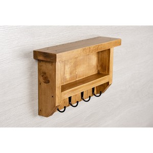 ที่แขวนกุญแจไม้พร้อมชั้นวางและตะขอ - ของตกแต่งบ้านแบบไม้ธรรมชาติ - Product Image 3