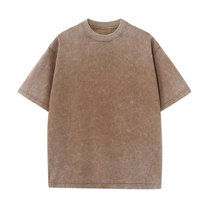 T-shirt en coton uni surdimensionné pour homme, décontracté, à manches courtes, lavé, teint uni, tricoté, haut d'été - Product Image 2