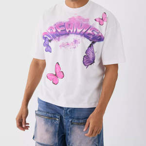 T-shirt Homme Oversize 300 GSM Style Hip Hop Col Rond Coupe Ample Délavé à l'Acide Impression DTG Personnalisée Intégrale - Product Image 4