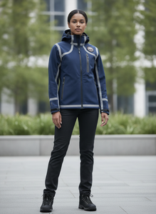 Chaqueta Softshell con Capucha para Hombre, Color Azul Marino, Cierre de Cremallera Impermeable, Ropa Deportiva de Invierno - Product Image 5